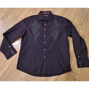 HOUSE OF LORDS El Chapo Narco Shirt Men Sz 3XL Purple Long Sleeve Casual Western